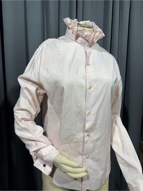 Ted Baker Upcycled Light Pink Ruffled Collar Button Up